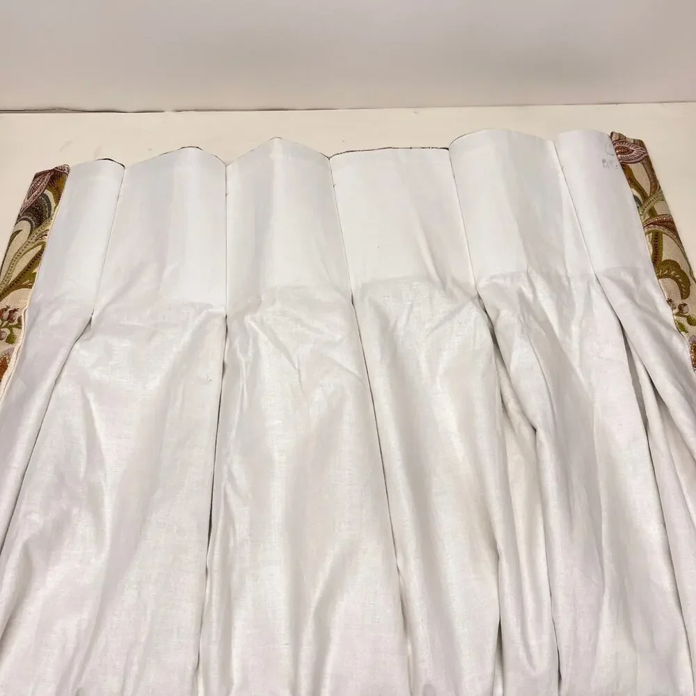 Pair of Jacobean Floral Custom Pinch Pleat Curtain Drape Side Panels
